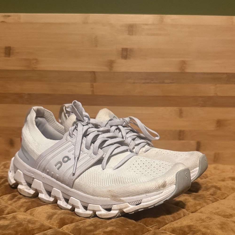 On Cloud White Athletic Running Shoes
